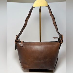 Vintage Celine Brown Leather Shoulder Bag w/Copper/Rose Gold Hardware w/COA